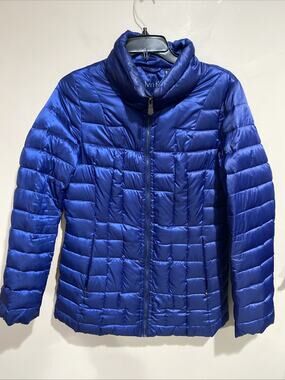 Calvin Klein Puffer Jacket Womens Blue Down Insulated Packable Lightweight Sz Sm